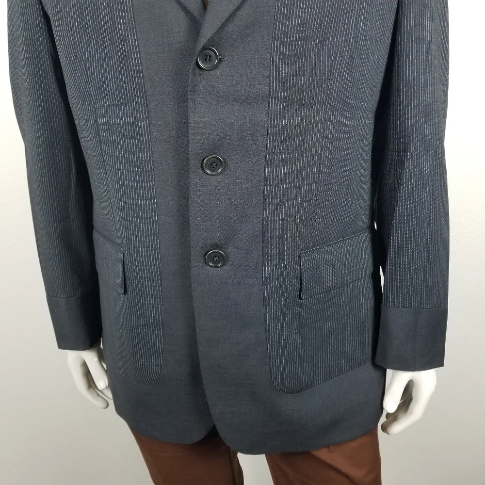 Cheap and Chic Moschino Oversized Three-Button Pinstripe Gray Blazer Size 40